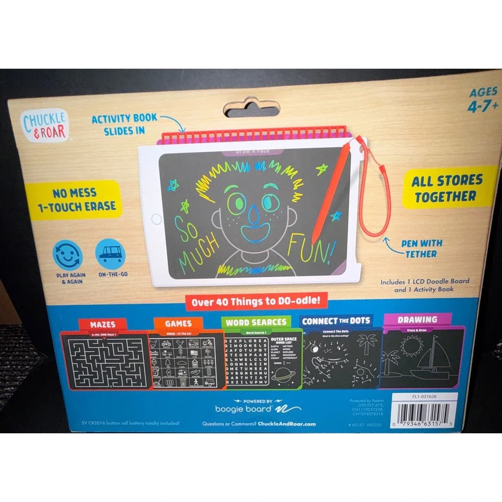 Chuckle & Roar LCD Doodle Board Kids OS New On-The-Go Activity Set Mazes Games